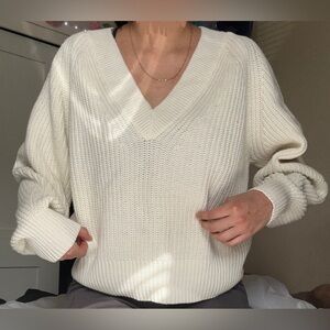 A New Day White Knit V-Neck Sweater